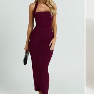 Showpo Burgundy Halter Dress